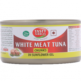 Tasty Nibbles White Meat Tuna Chunks In Sunflower Oil  Tin  185 grams
